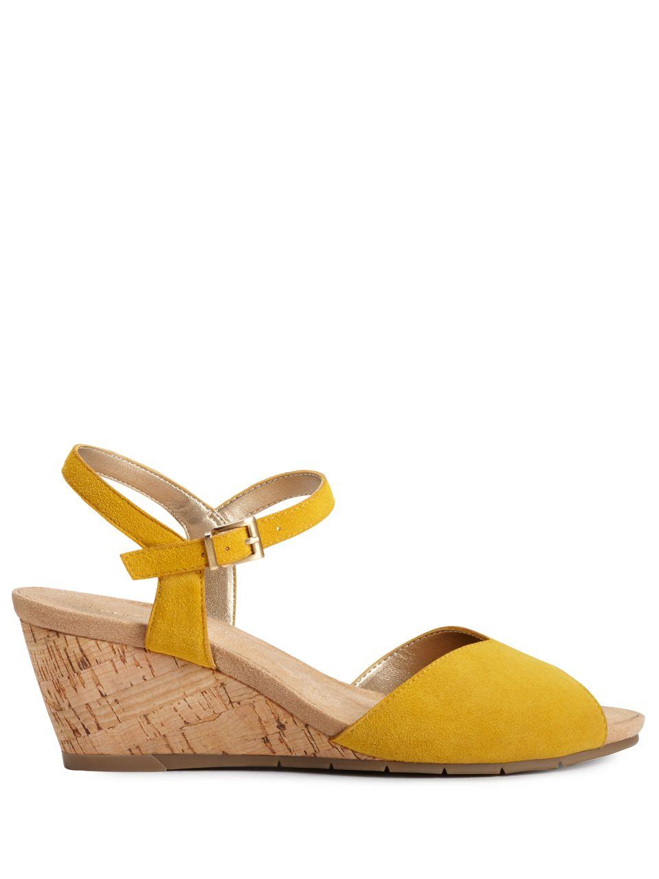 yellow wedge heel sandals